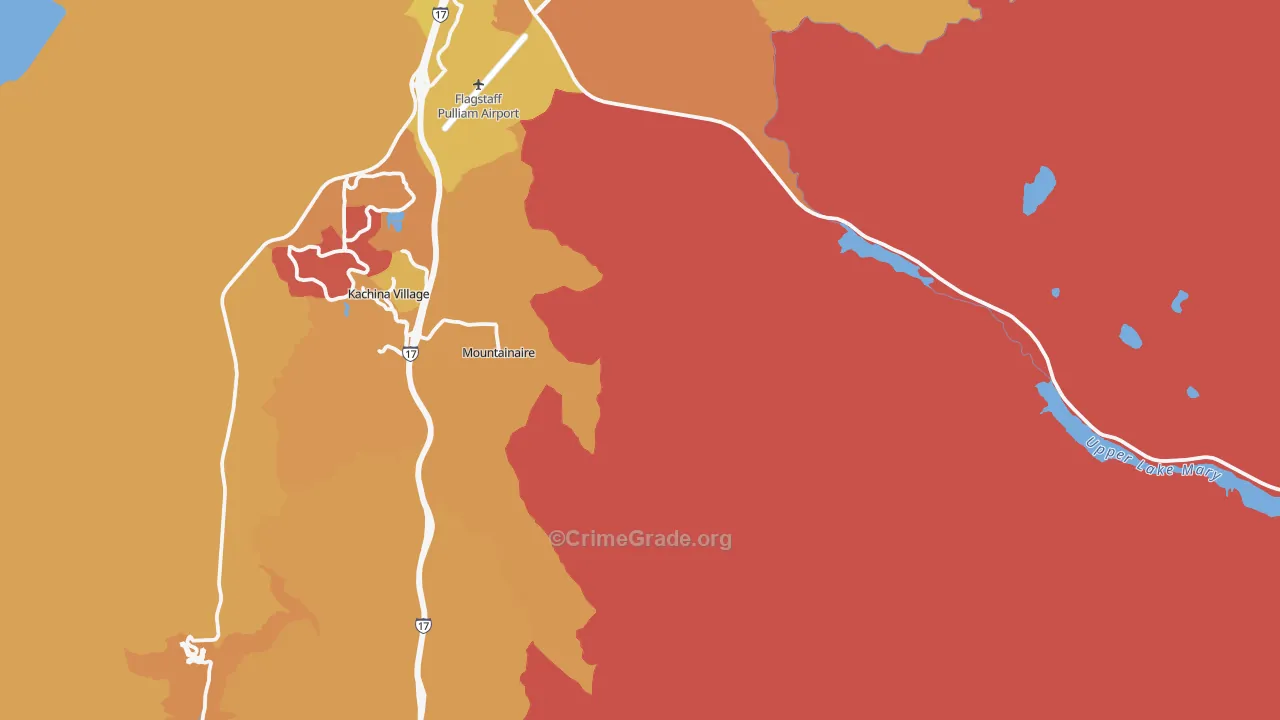 Mountainaire, AZ Map of Burglary Rates