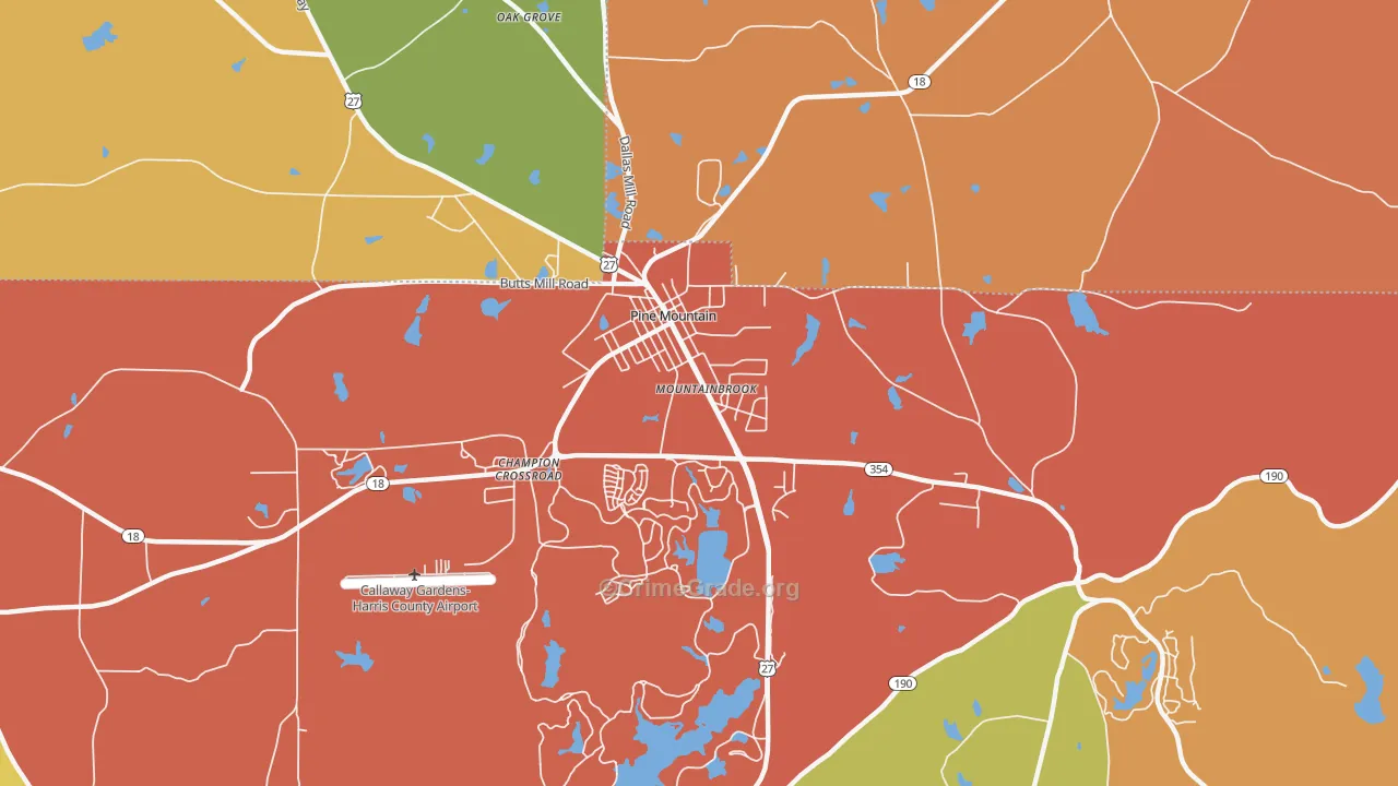 Mountainbrook, GA Map of Burglary Rates