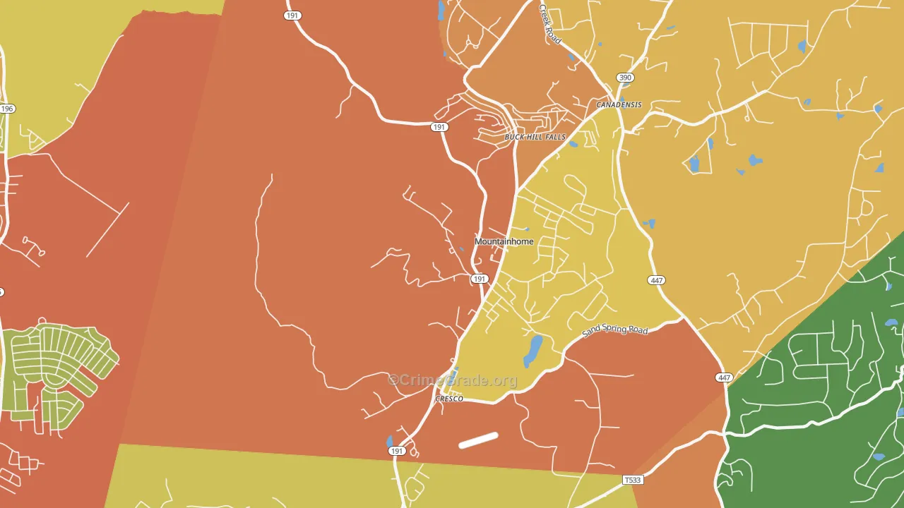 Mountainhome, PA Map of Burglary Rates
