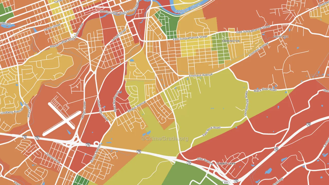 Mountainville, Allentown, PA Map of Burglary Rates