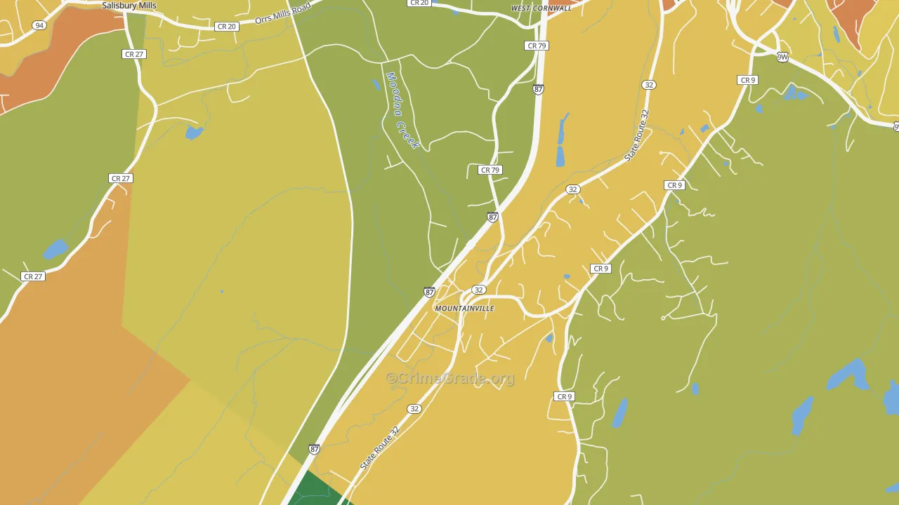 Mountainville, NY Map of Burglary Rates
