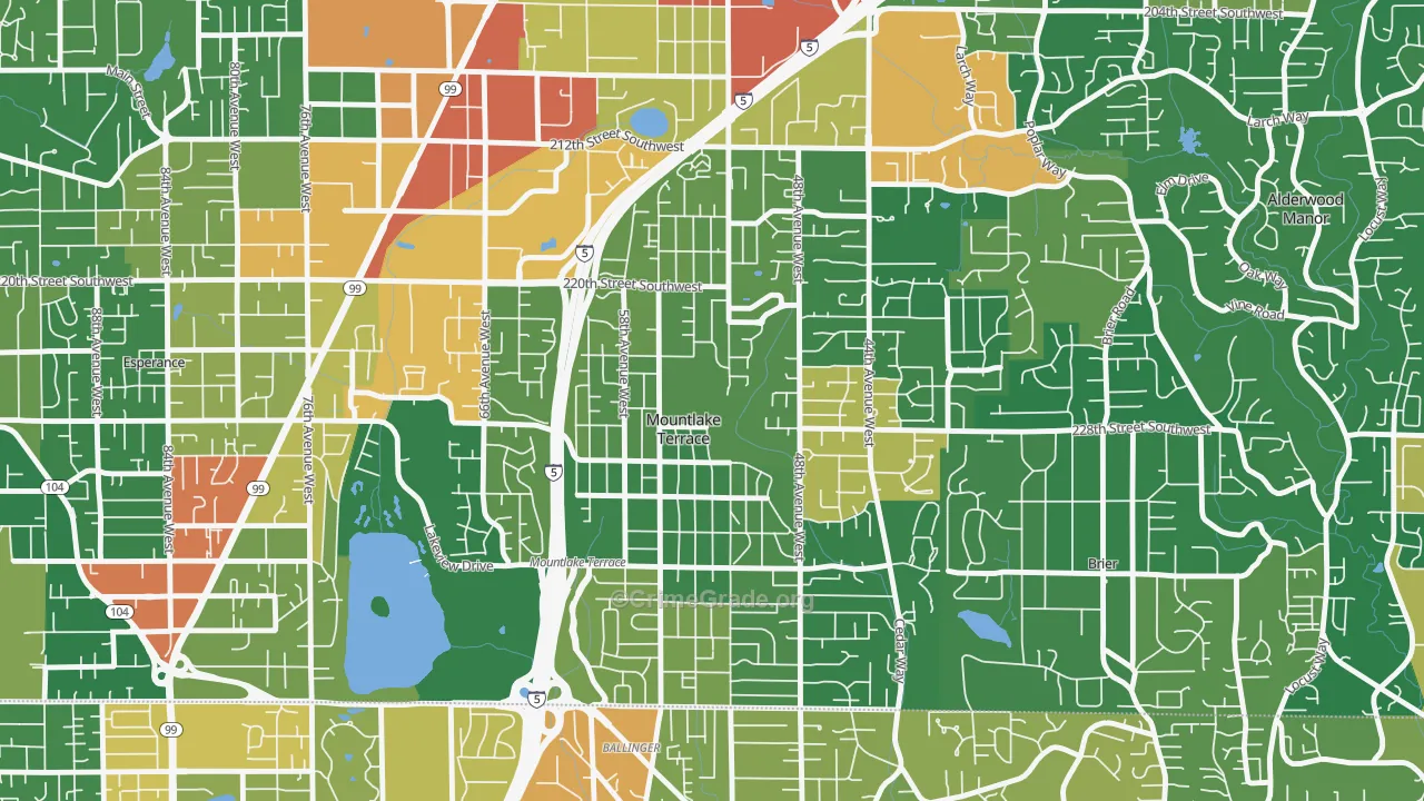 Mountlake Terrace, WA Map of Burglary Rates