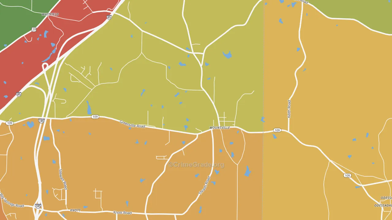 Mountville, GA Map of Burglary Rates