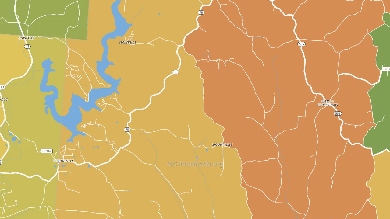 Mountville, OH Map of Burglary Rates