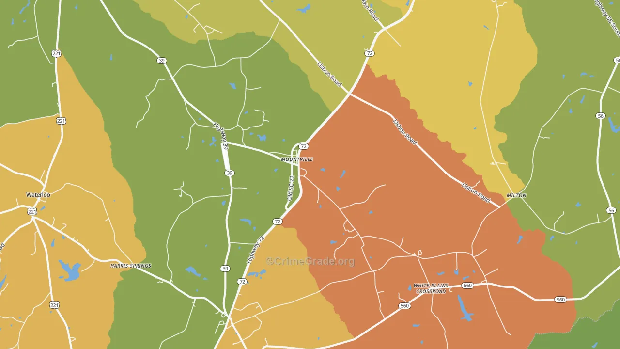 Mountville, SC Map of Burglary Rates