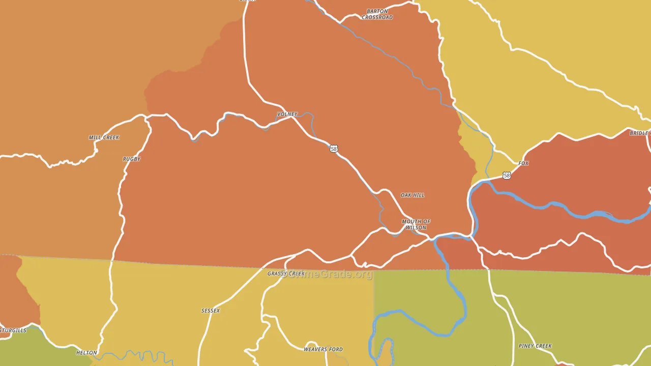 Mouth Of Wilson, VA Map of Burglary Rates
