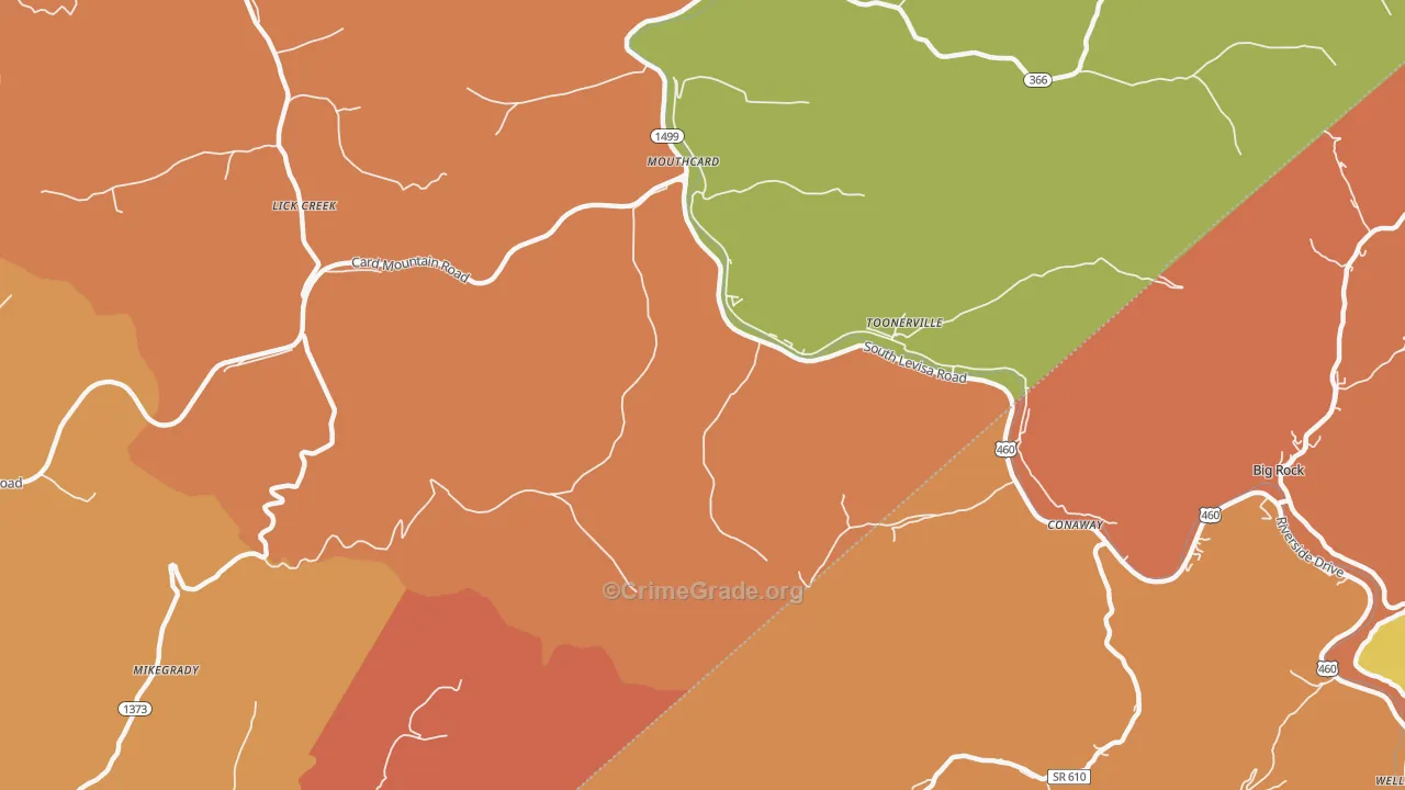 Mouthcard, KY Map of Burglary Rates