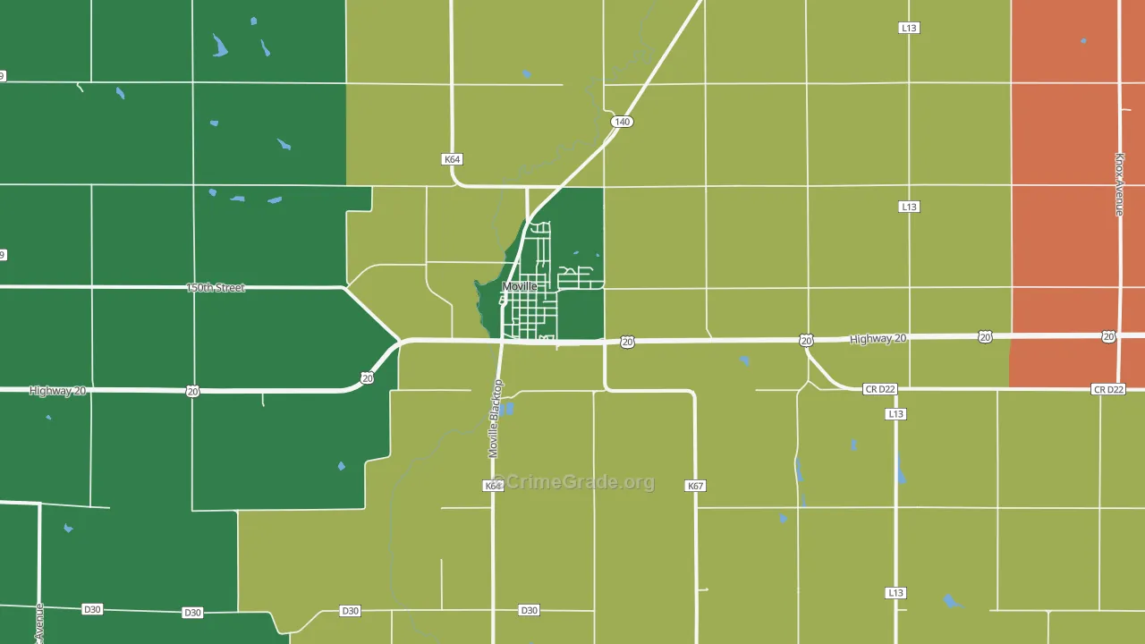 Moville, IA Map of Burglary Rates