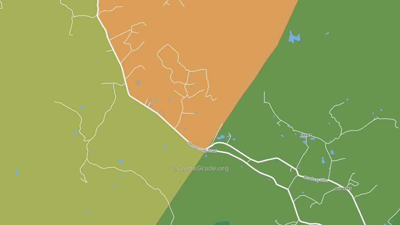 Mowbray, TN Map of Burglary Rates