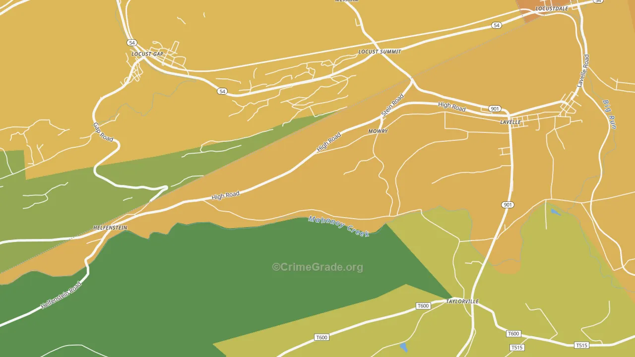 Mowry, PA Map of Burglary Rates