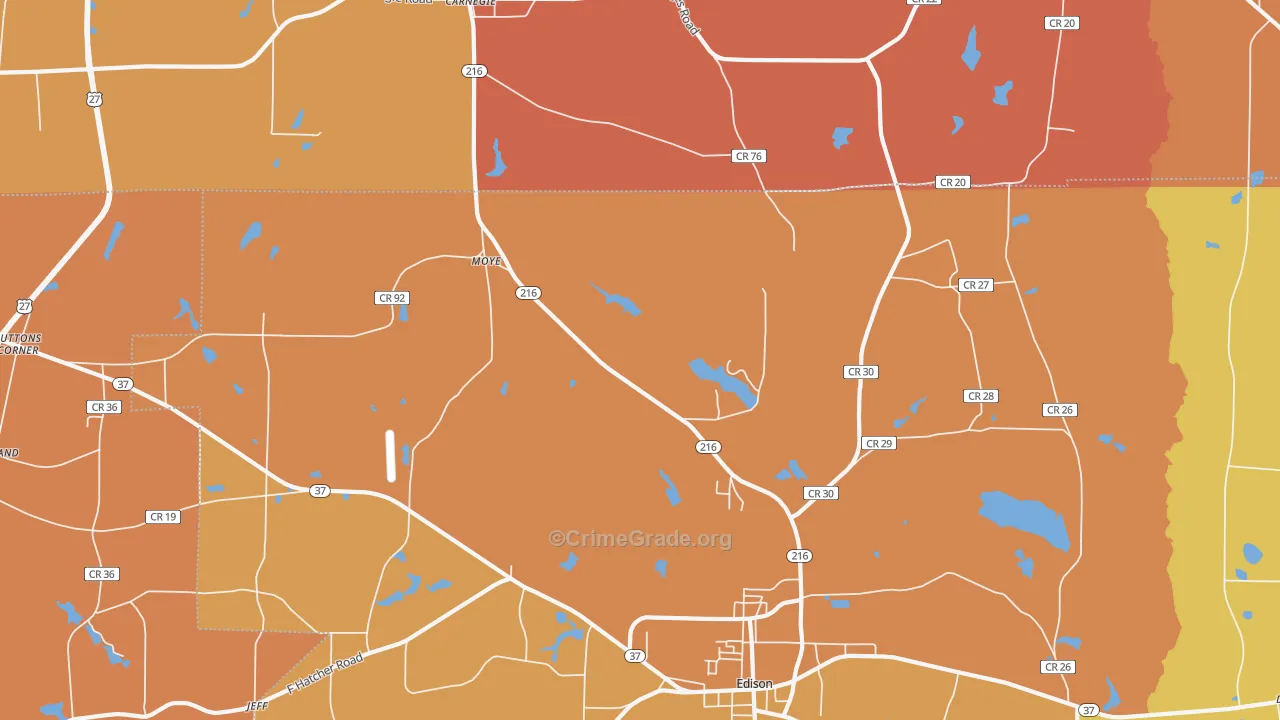Moye, GA Map of Burglary Rates