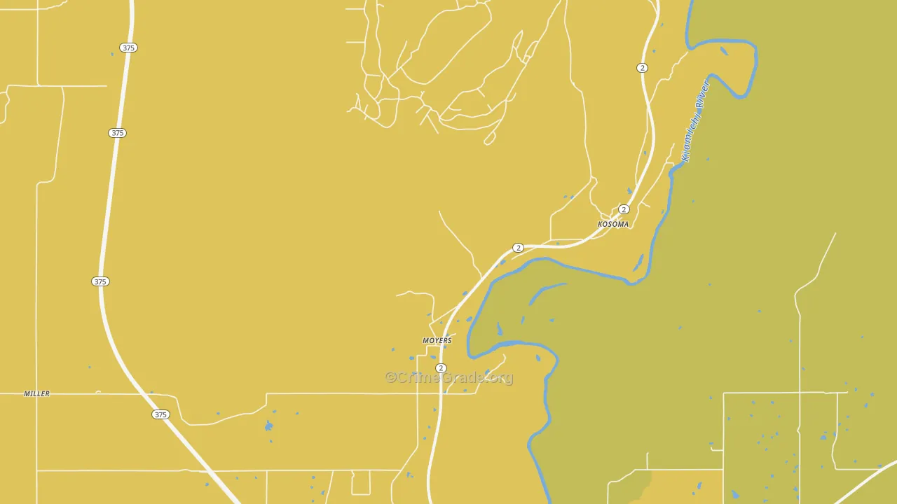 Moyers, OK Map of Burglary Rates