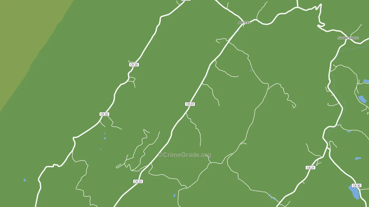 Moyers, WV Map of Burglary Rates