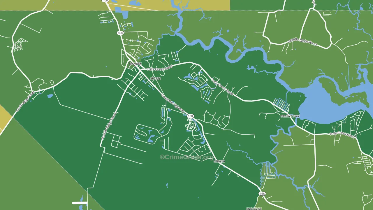 Moyock, NC Map of Burglary Rates