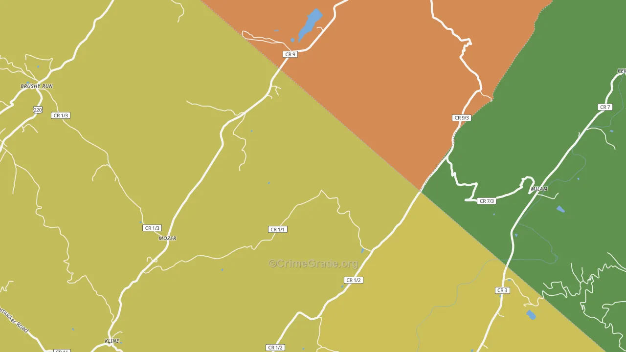 Mozer, WV Map of Burglary Rates