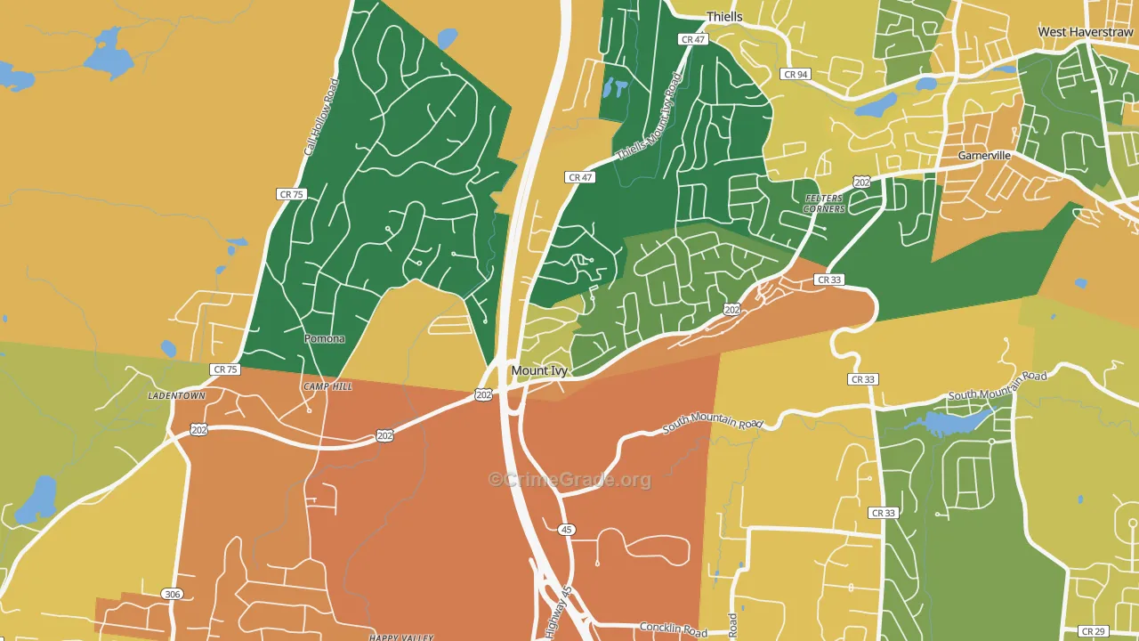 Mt Ivy, Pomona, NY Map of Burglary Rates