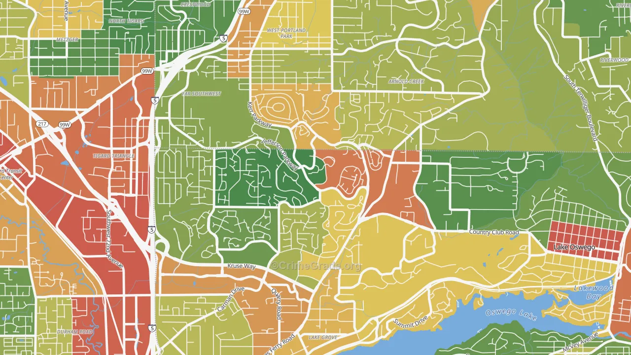 Mt. Park, Lake Oswego, OR Map of Burglary Rates