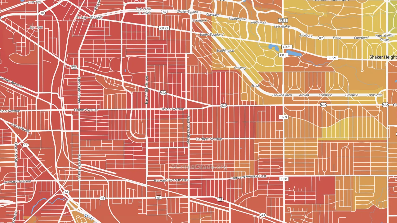 Mt Pleasant, Cleveland, OH Map of Burglary Rates