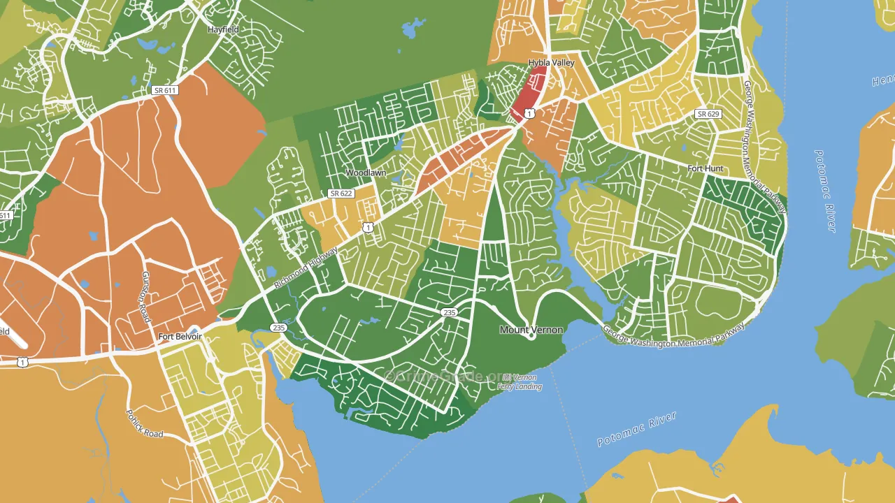 Mt Vernon, Mount Vernon, VA Map of Burglary Rates