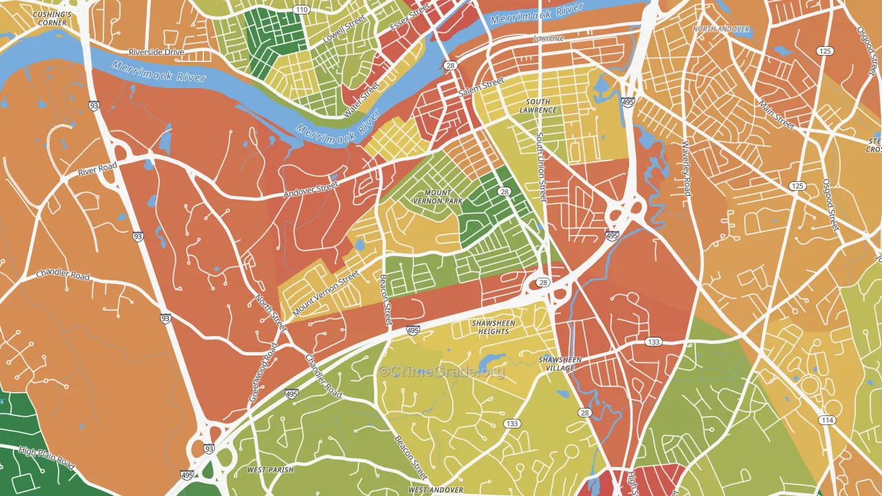 Mt Vernon Park, Lawrence, MA Map of Burglary Rates