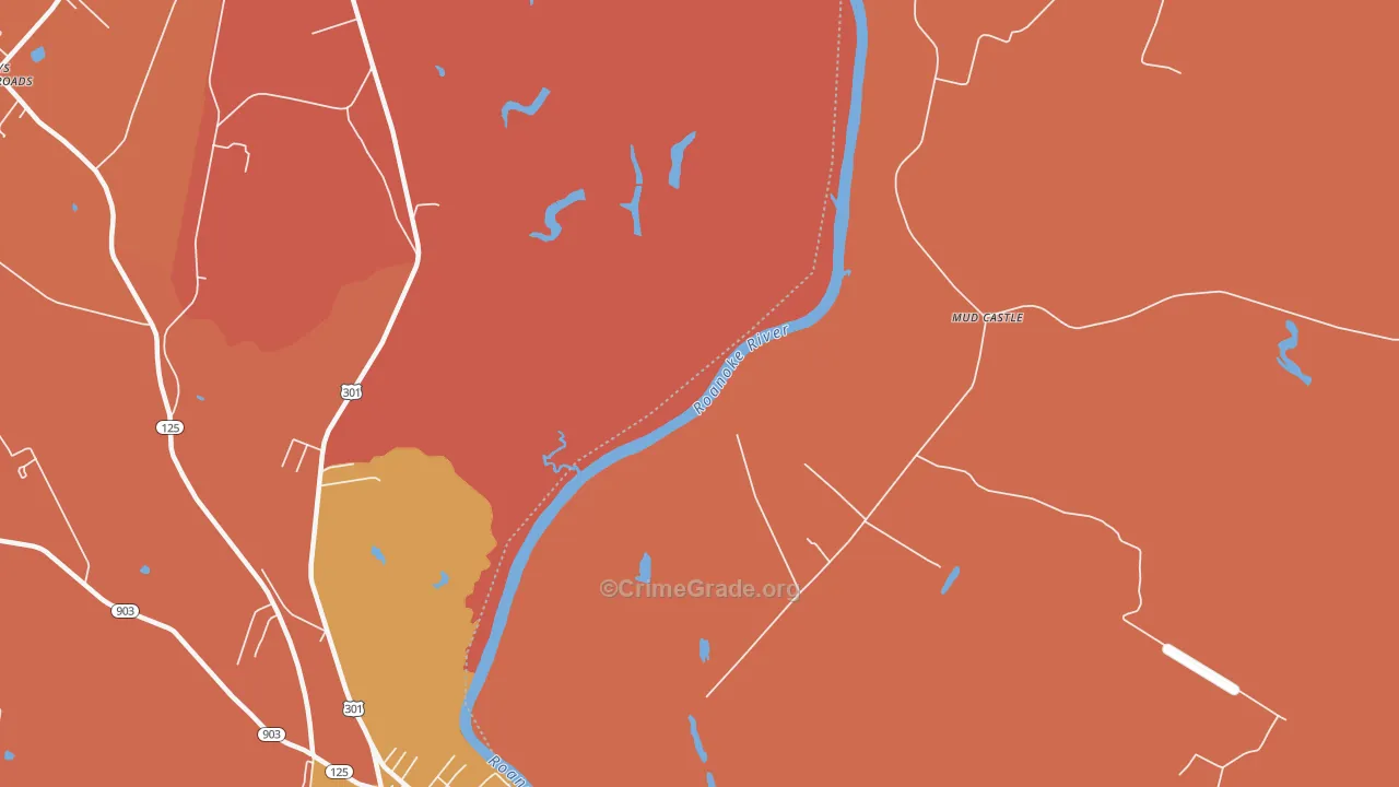 Mud Castle, NC Map of Burglary Rates