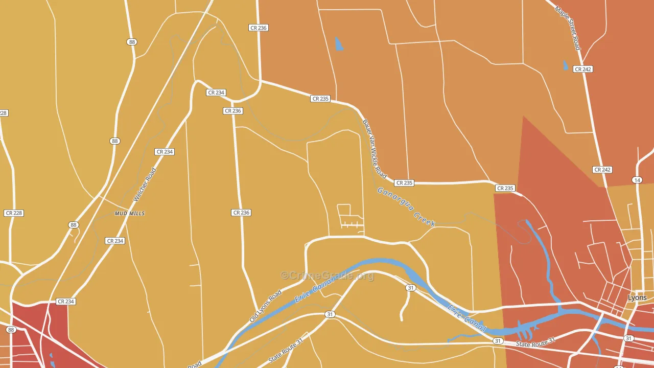 Mud Mills, NY Map of Burglary Rates