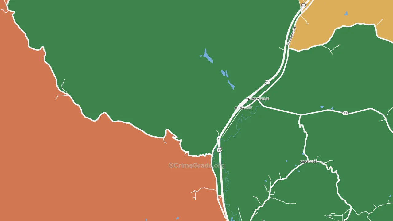 Muddlety, WV Map of Burglary Rates