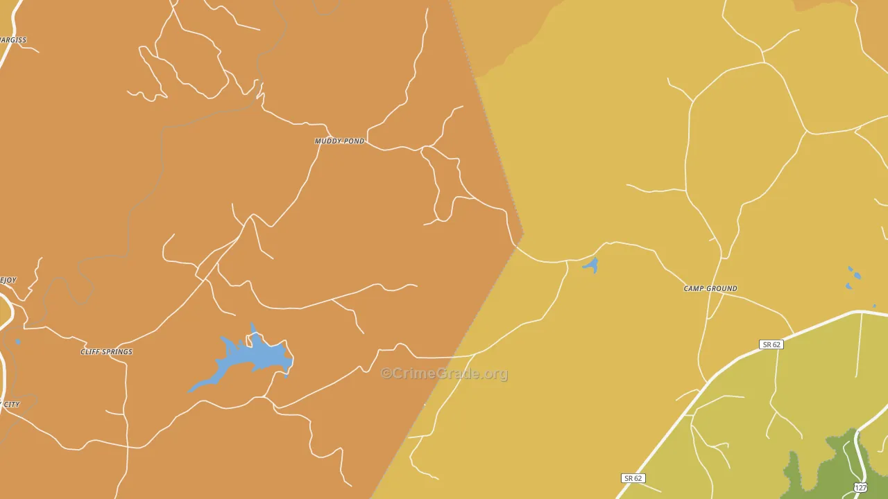 Muddy Pond, TN Map of Burglary Rates