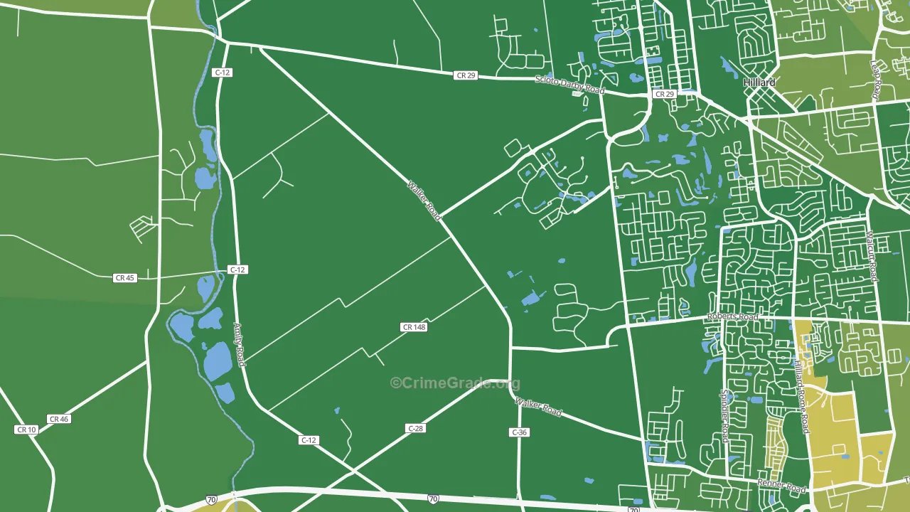Mudsock, OH Map of Burglary Rates