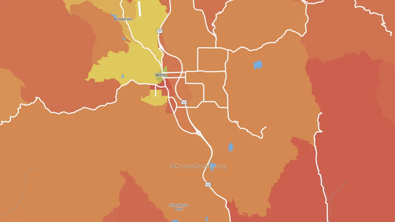 Muir, CA Map of Burglary Rates