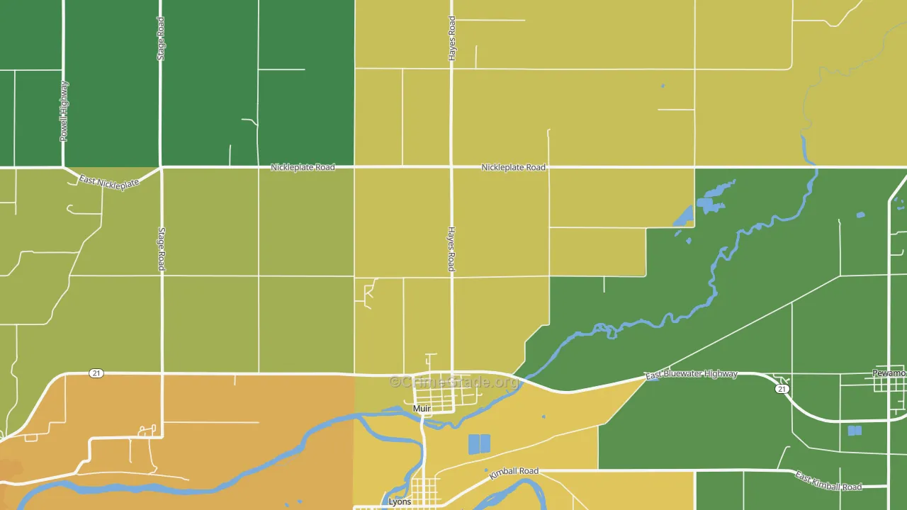 Muir, MI Map of Burglary Rates