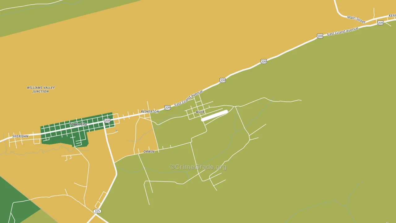 Muir, PA Map of Burglary Rates