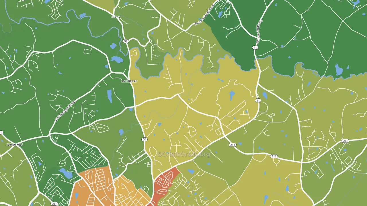 Mulberry, GA Map of Burglary Rates