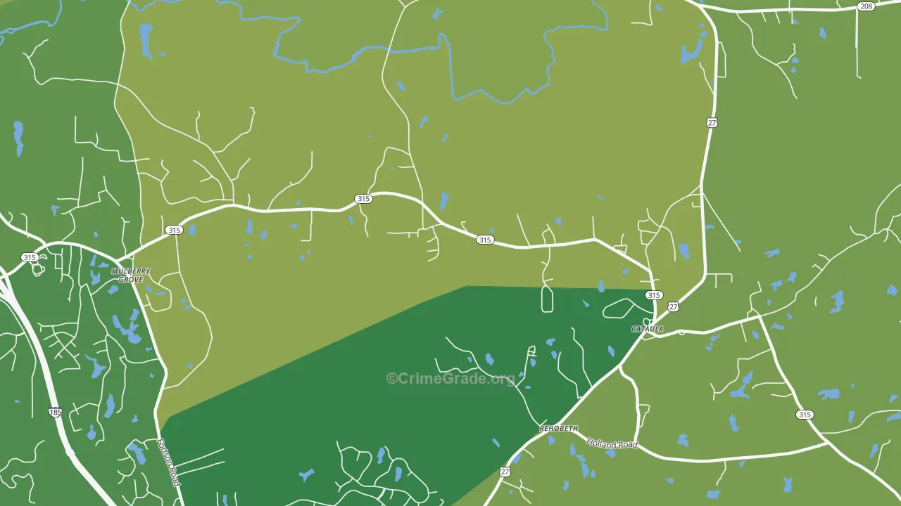 Mulberry Grove, GA Map of Burglary Rates