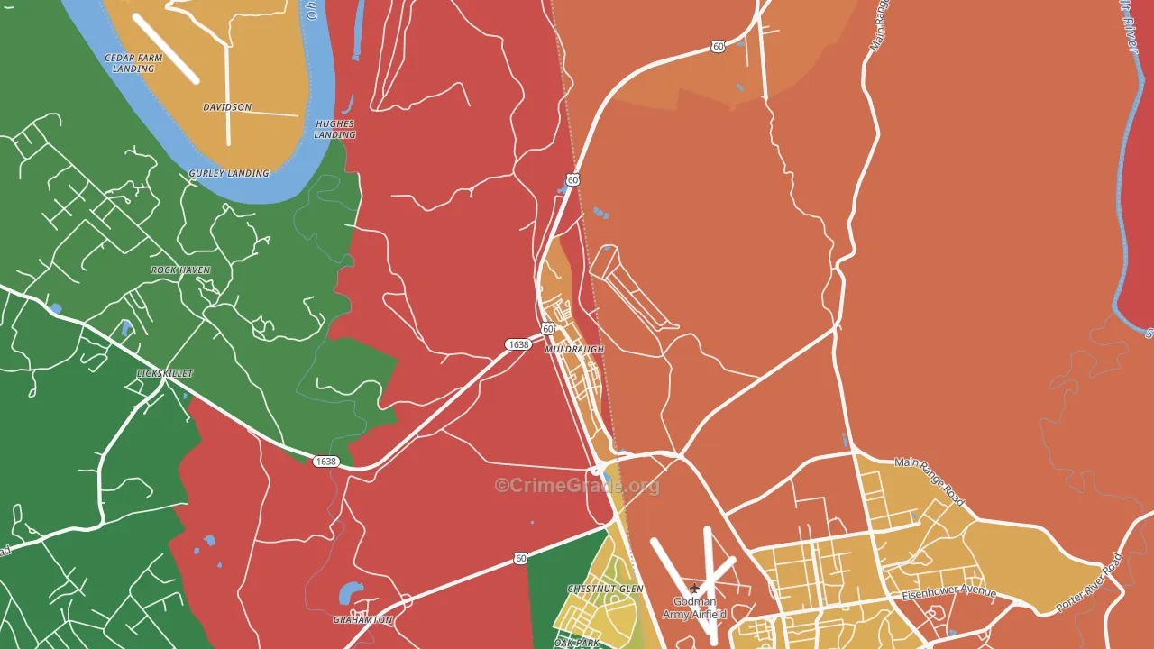 Muldraugh, KY Map of Burglary Rates