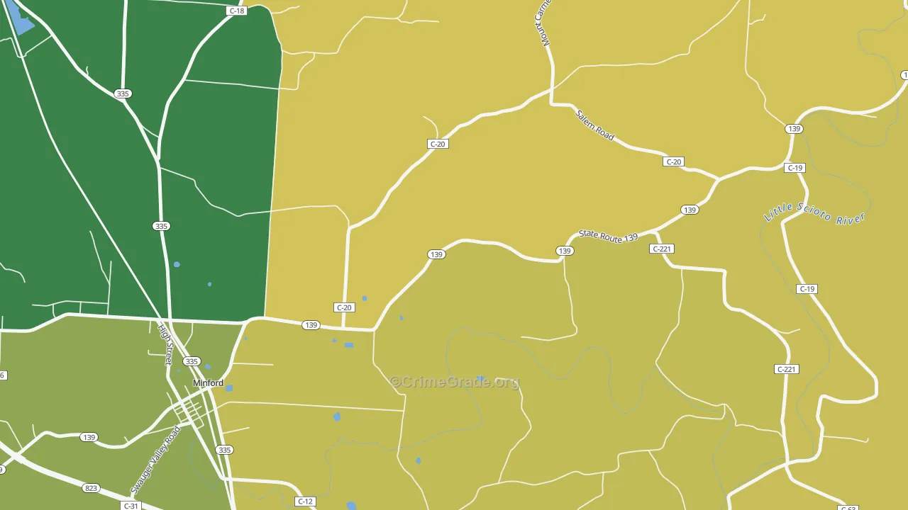 Mule Town, OH Map of Burglary Rates