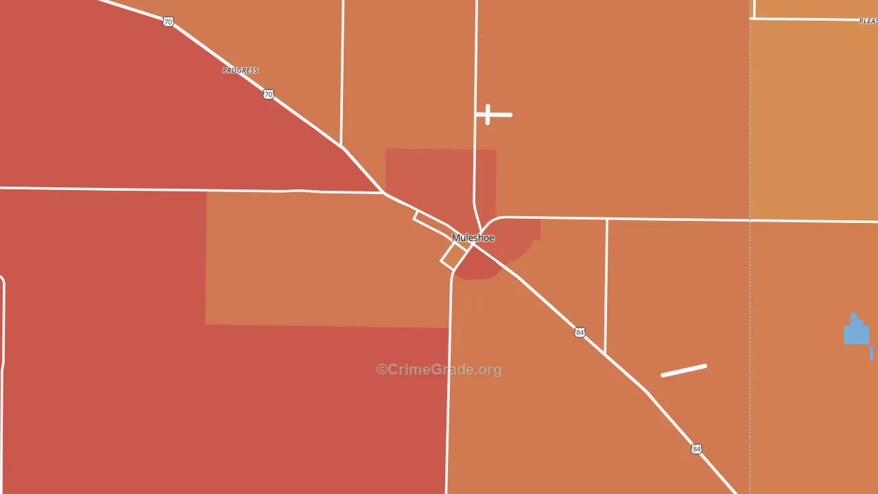 Muleshoe, TX Map of Burglary Rates