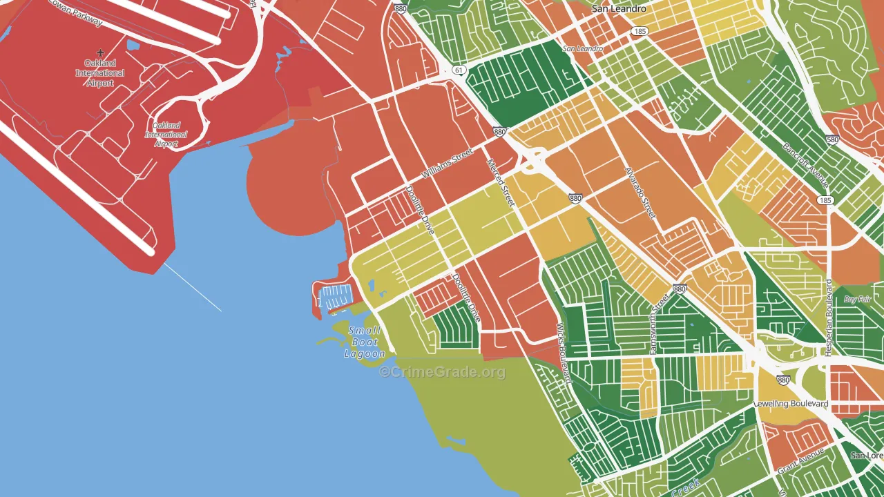 Mullford Gardens, San Leandro, CA Map of Burglary Rates