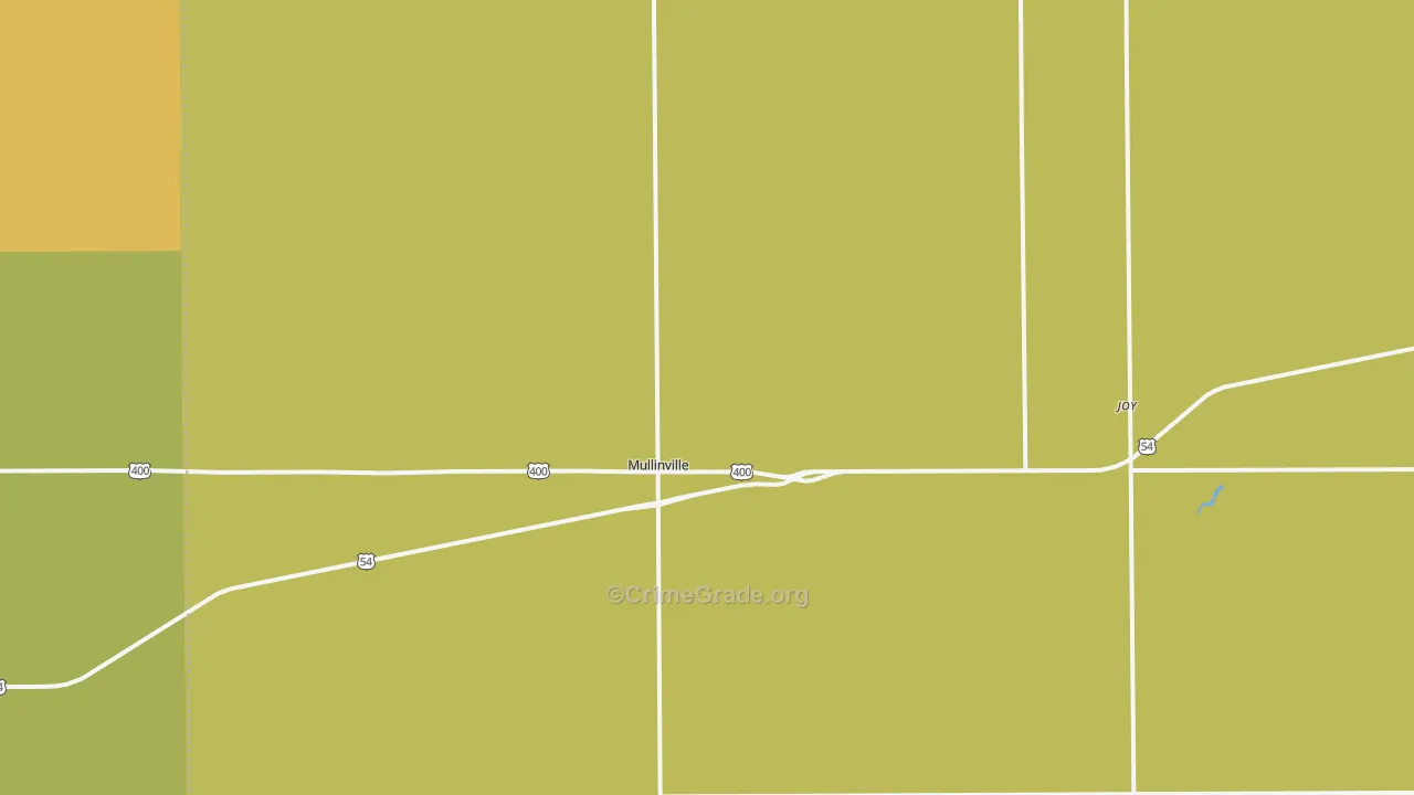 Mullinville, KS Map of Burglary Rates
