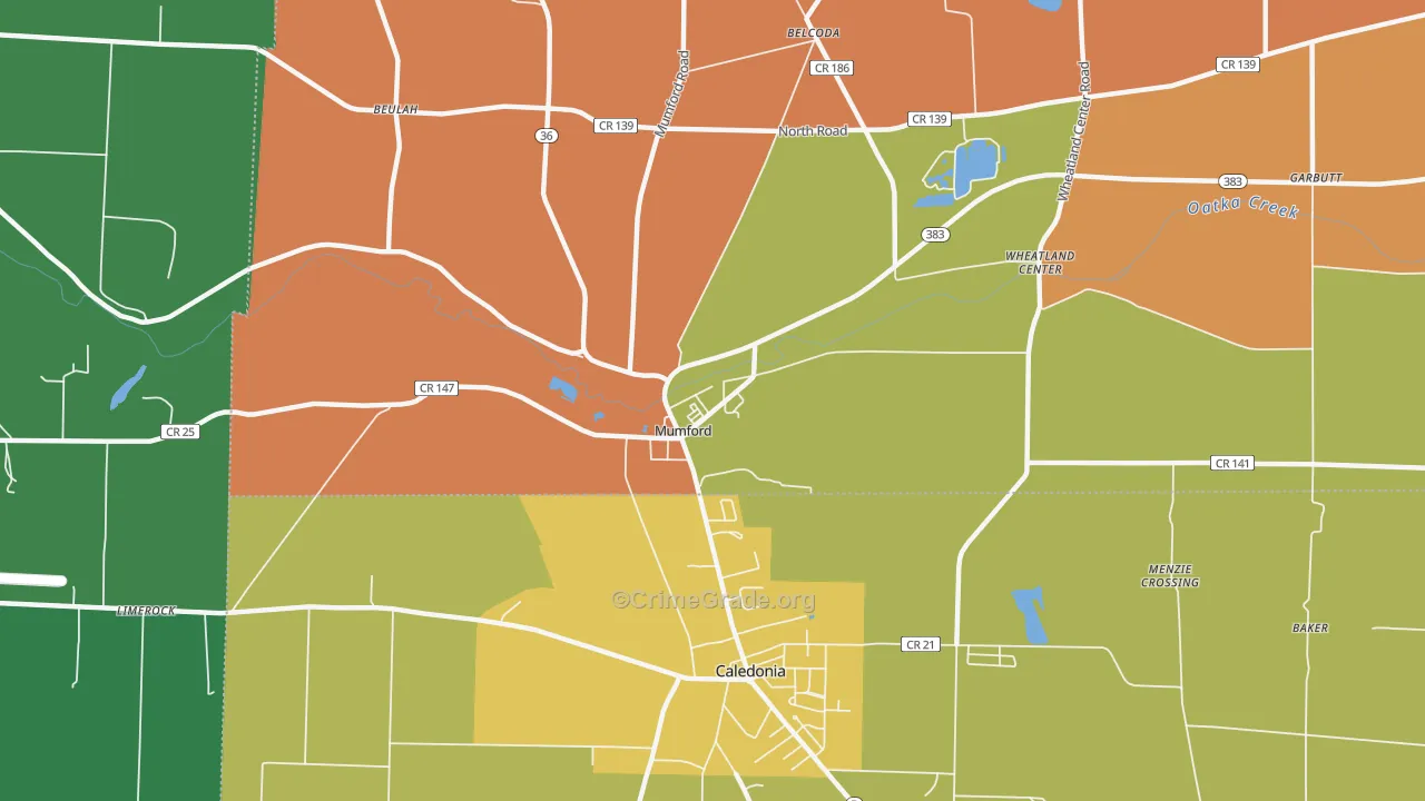 Mumford, NY Map of Burglary Rates