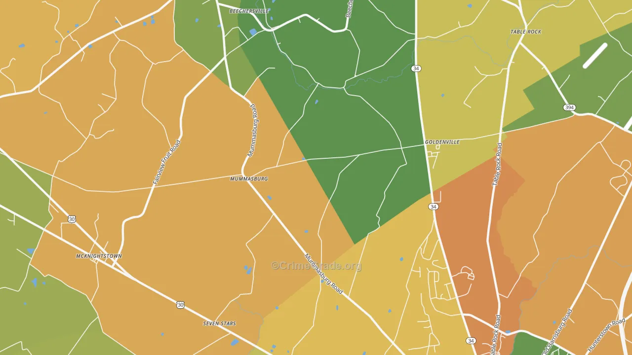 Mummasburg, PA Map of Burglary Rates