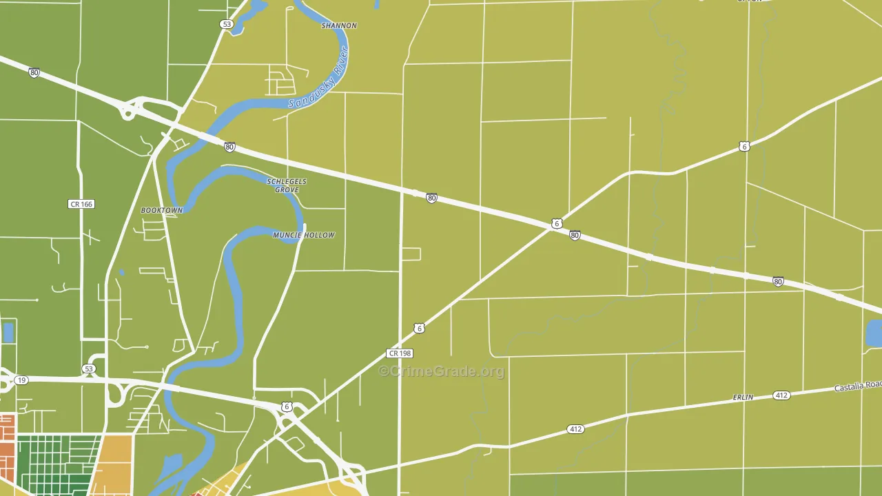 Muncie Hollow, OH Map of Burglary Rates