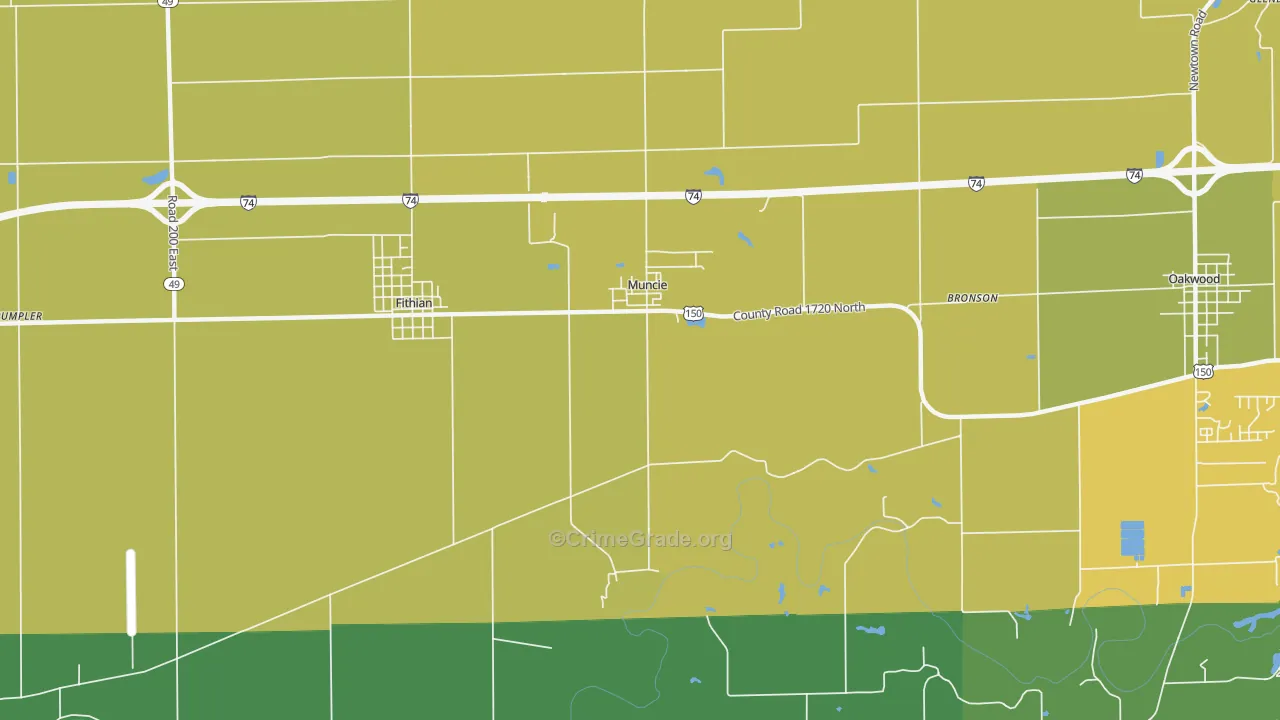 Muncie, IL Map of Burglary Rates