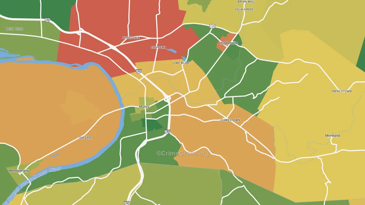 Muncy, PA Map of Burglary Rates