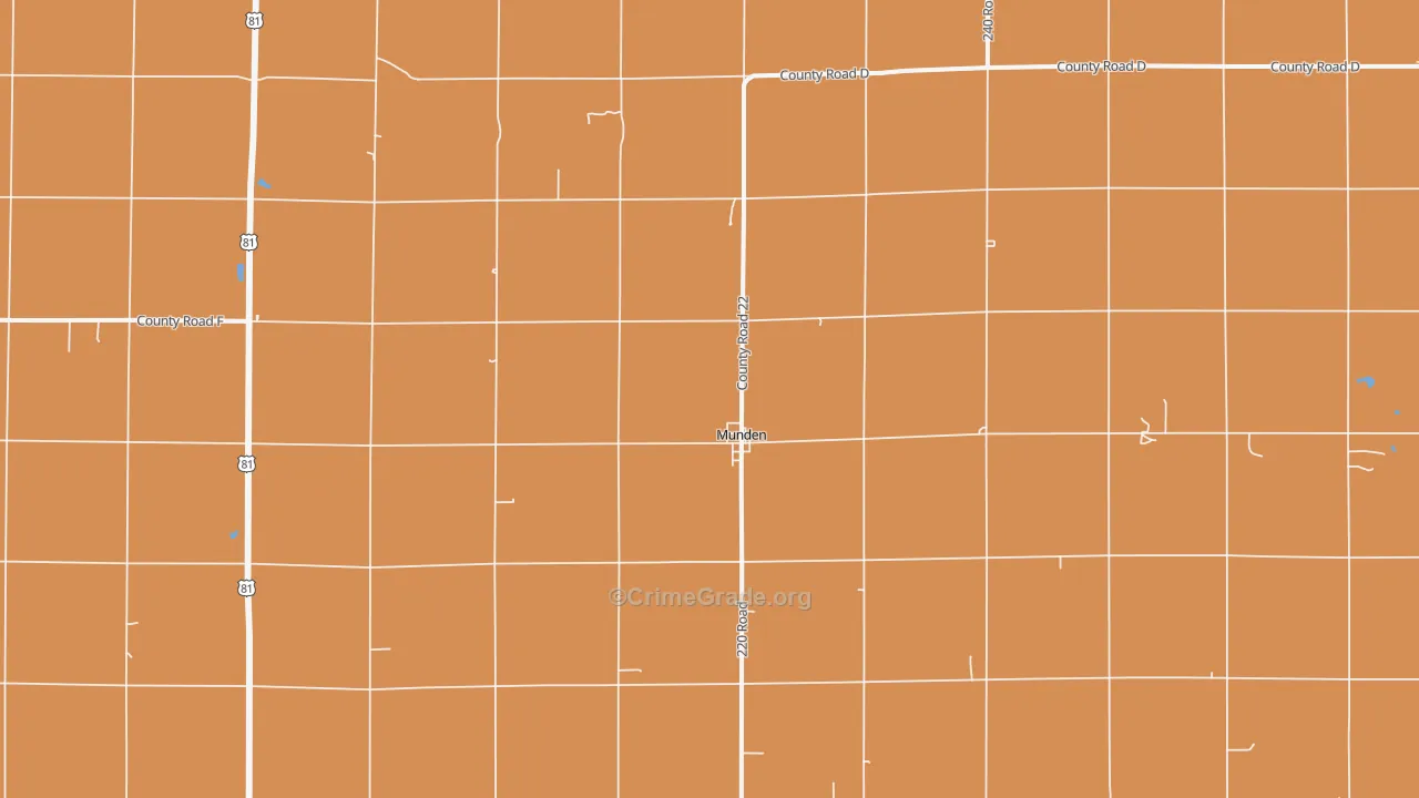 Munden, KS Map of Burglary Rates