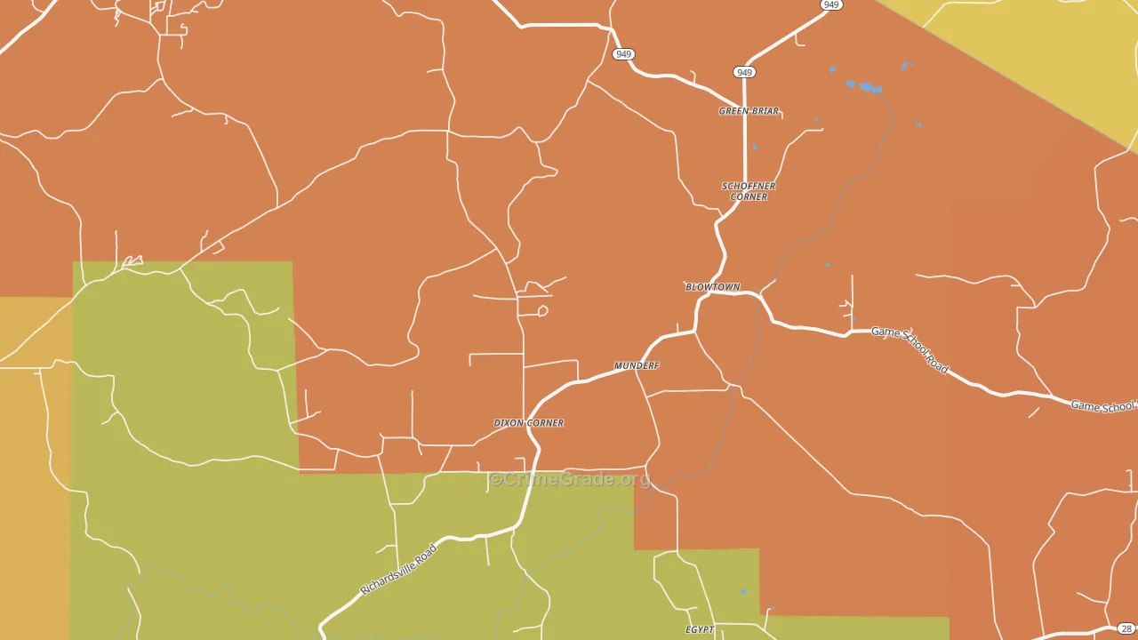 Munderf, PA Map of Burglary Rates