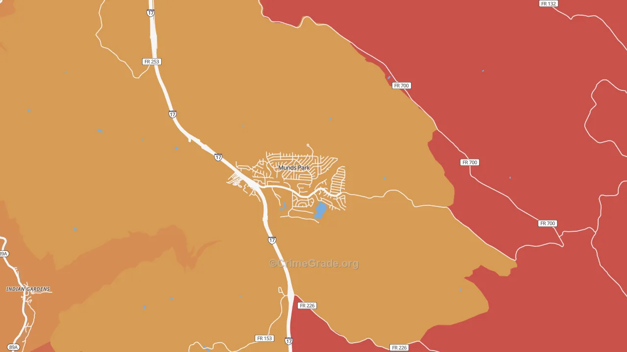 Munds Park, AZ Map of Burglary Rates