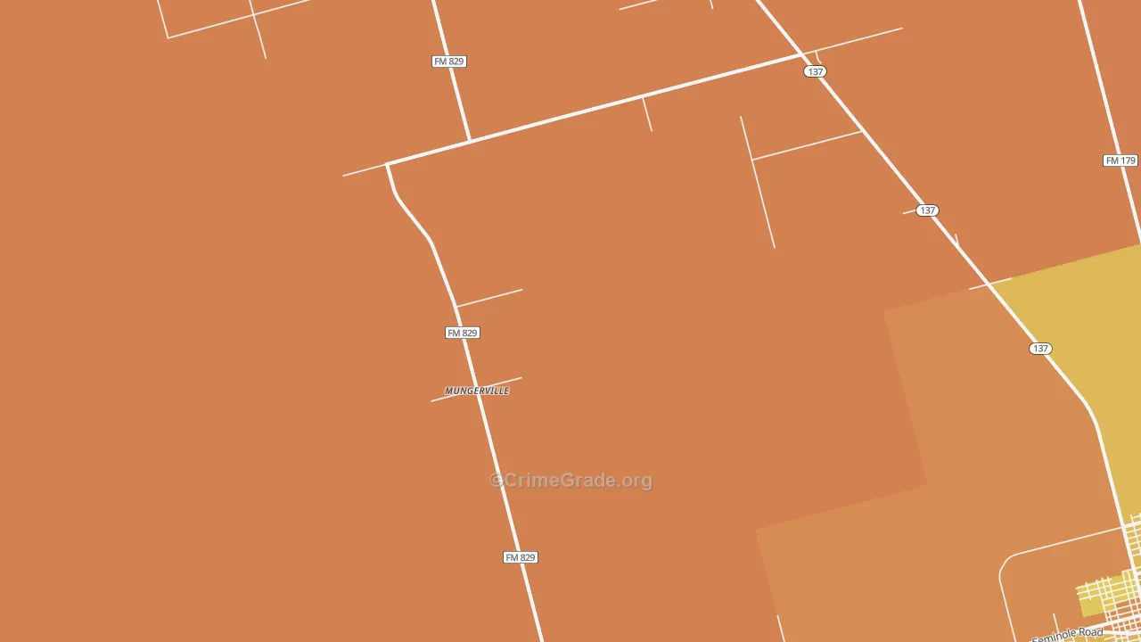 Mungerville, TX Map of Burglary Rates