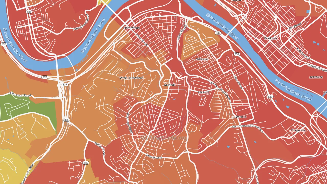 Munhall, PA Map of Burglary Rates