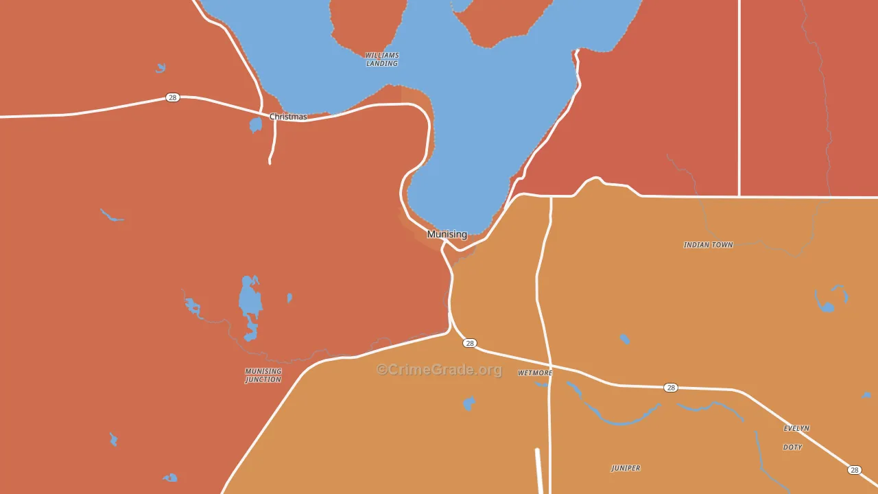 Munising, MI Map of Burglary Rates